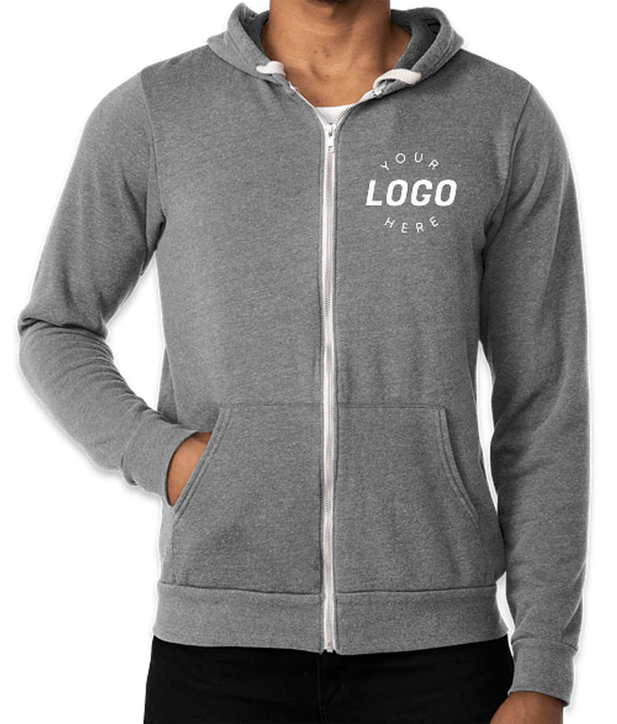 Bella + Canvas Tri-Blend Zip Hoodie in Grey Tri-Blend