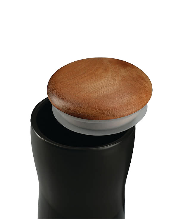 Laser Engraved 10 oz. Reno Insulated Ceramic Tumbler with Wood Lid