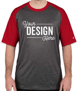 Badger Pro Heather Short Sleeve Raglan Performance Shirt - Color: Carbon / Red