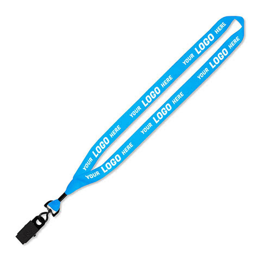 Full Color Recycled Lanyard with Metal Crimp and Metal Swivel Bulldog Clip in Maroon