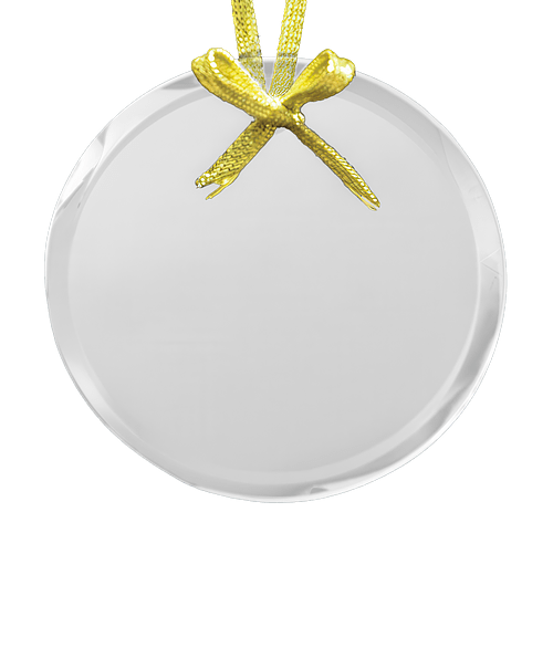 Laser Engraved Round Glass Ornament in Clear