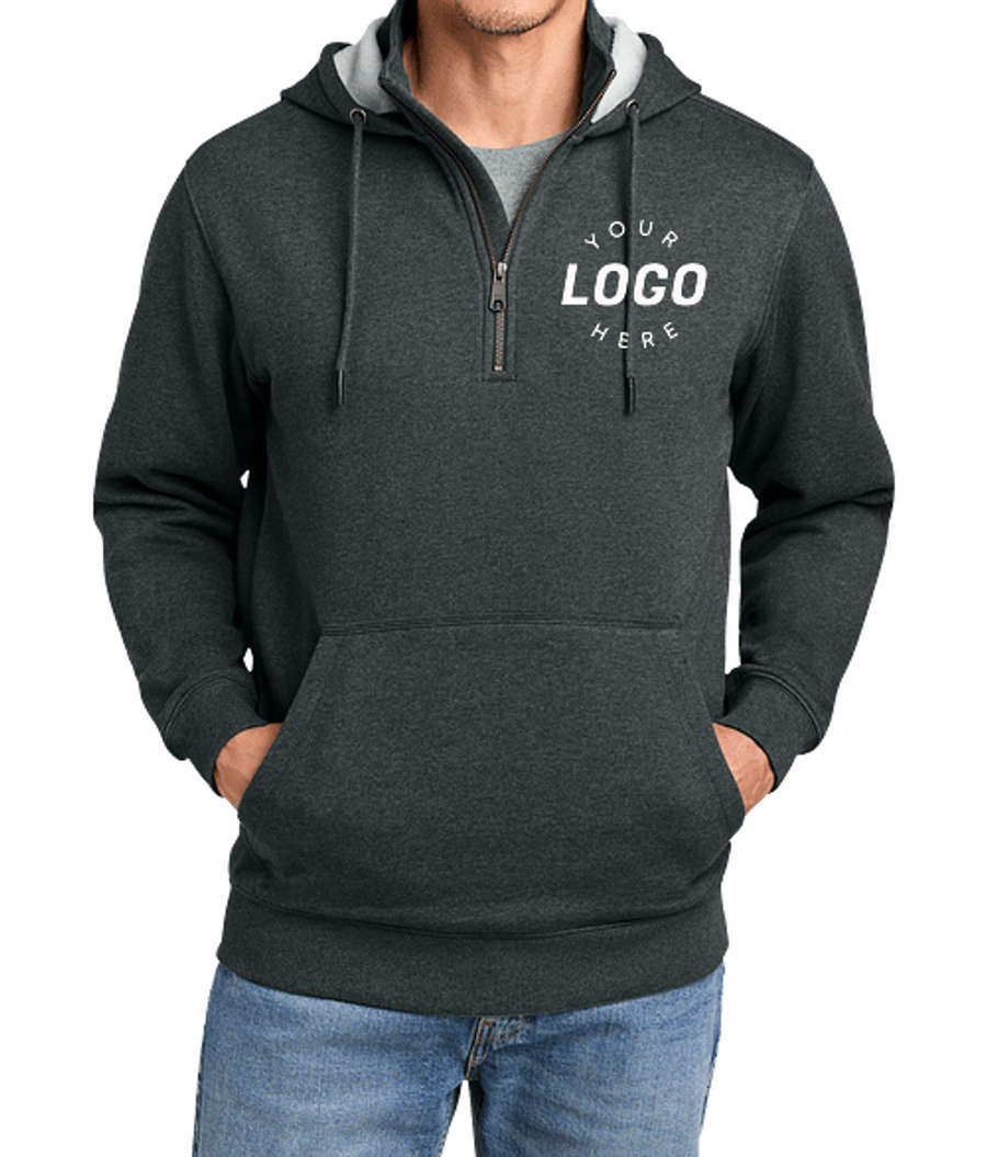 Corner Stone Tough Fleece Hooded Quarter Zip Sweatshirt in Charcoal Heather