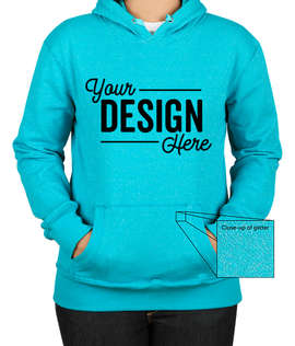 J. America Women's Glitter Pullover Hoodie - Color: Maui Blue