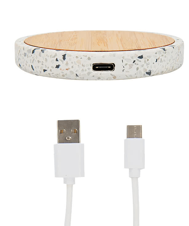 Laser Engraved 10W Speckle and Bamboo Portable Wireless Charger