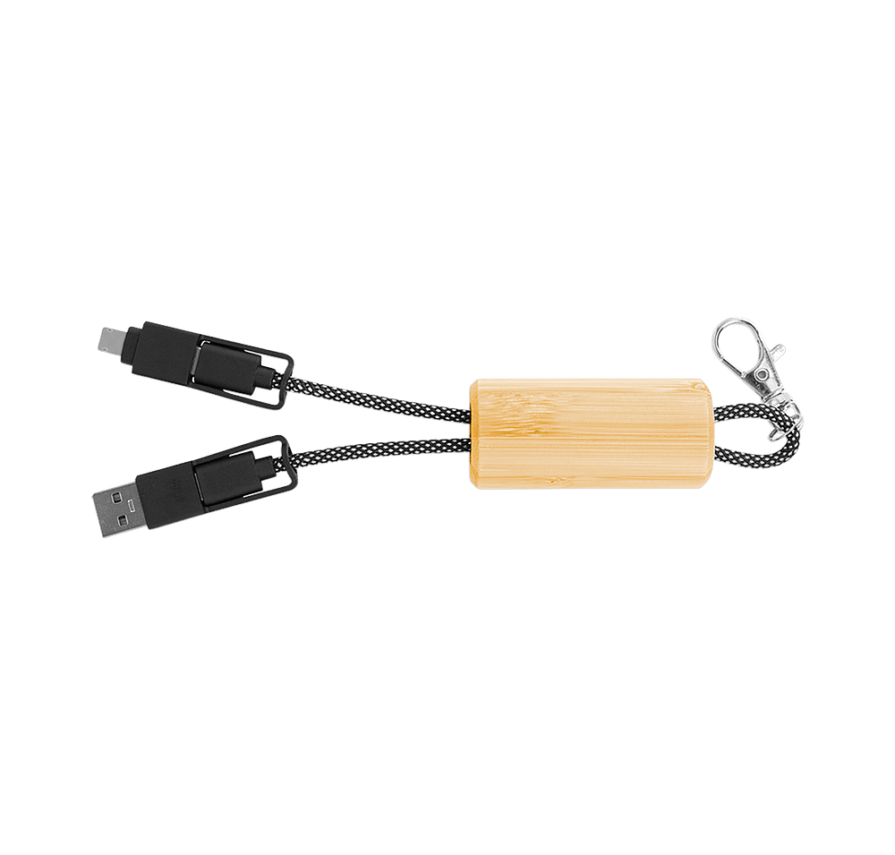 Laser Engraved Bamboo Slider Multi-Charging Cables-default
