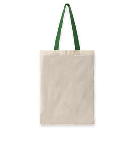 Lightweight Contrast Handles Cotton Canvas Tote Bag - Color: Natural / Green