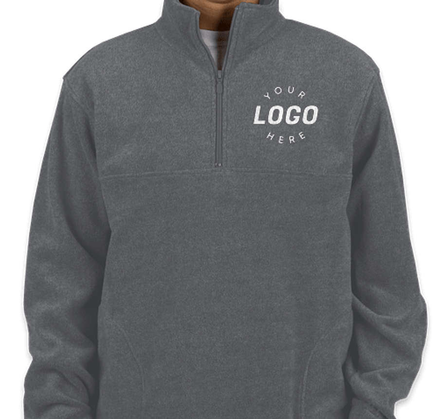 Harriton Quarter Zip Fleece Pullover - Embroidered in Charcoal