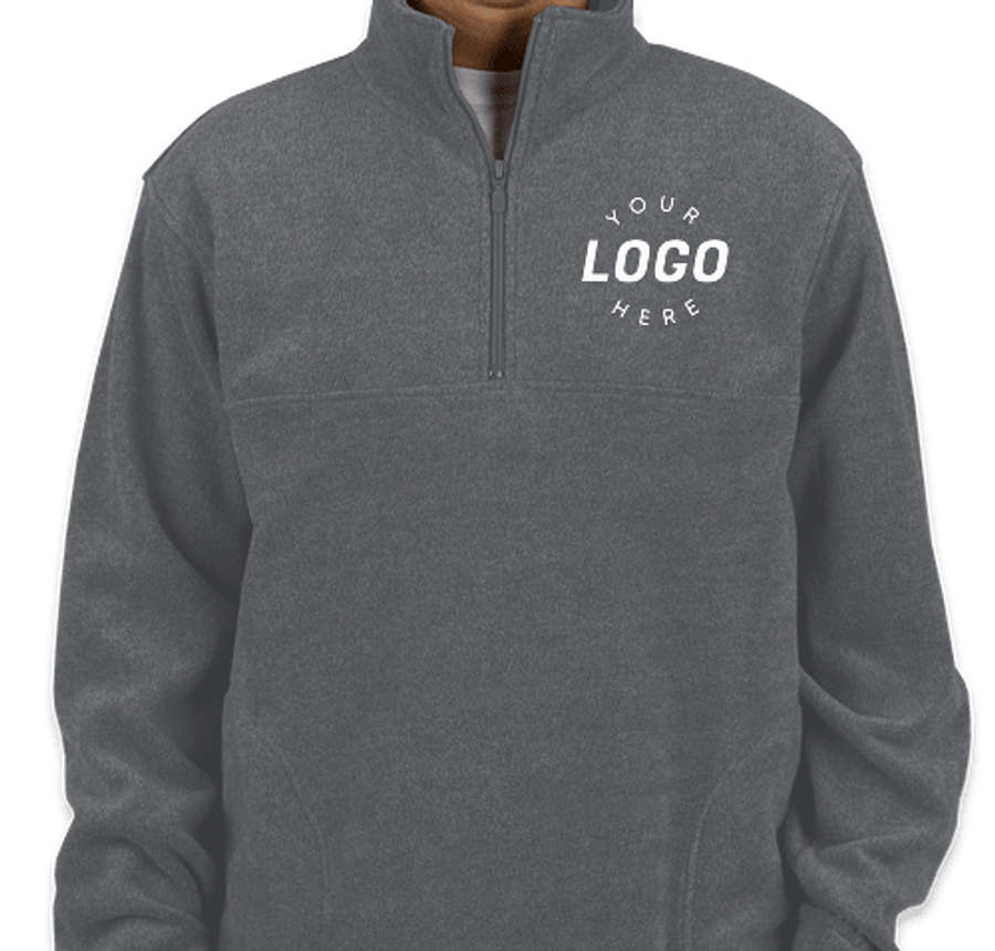 Harriton Quarter Zip Fleece Pullover - Printed in Charcoal