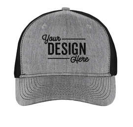 Port Authority Snapback Trucker Hat - Color: Heather Grey / Black