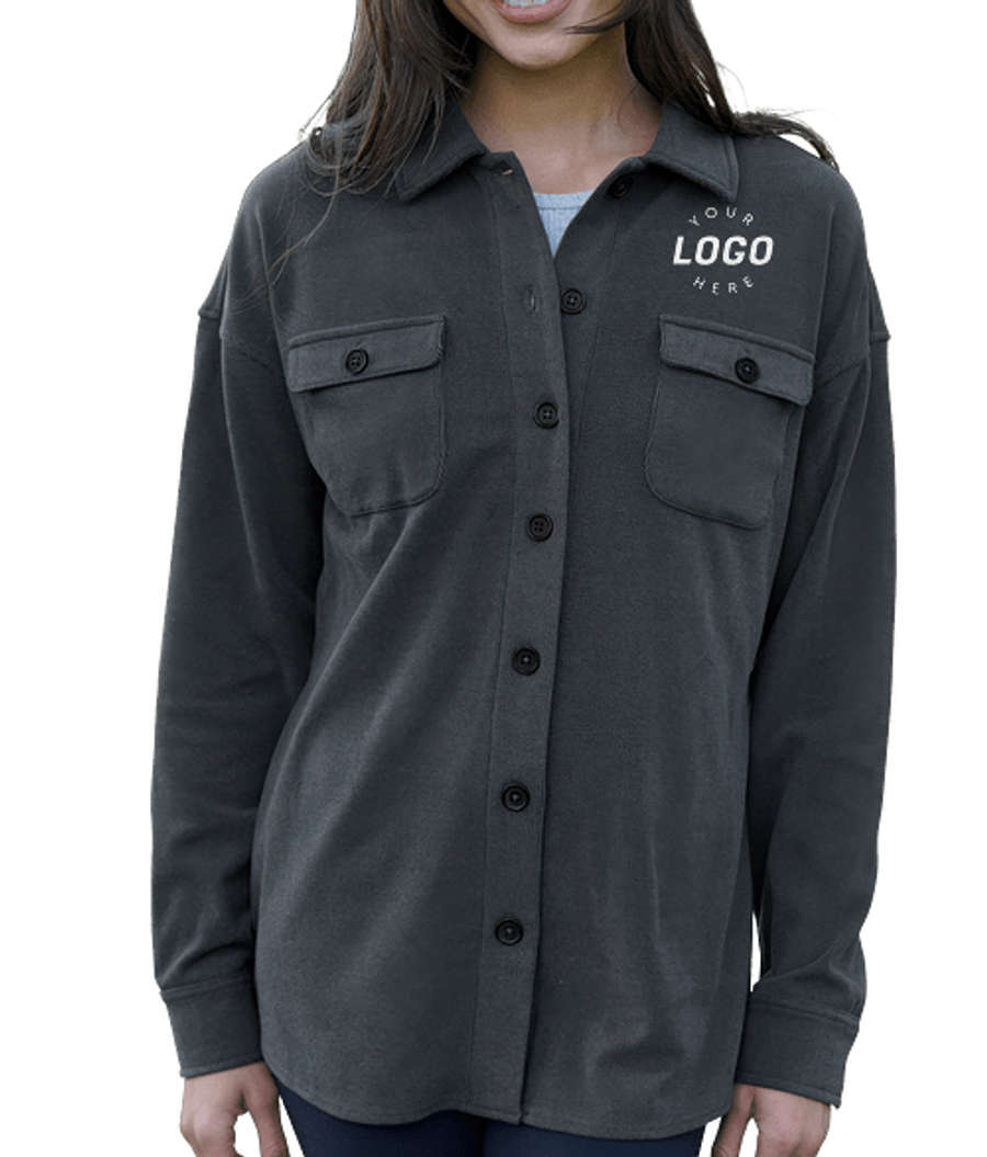 Vantage Women's Journey Pocket Long Sleeve Overshirt in Charcoal