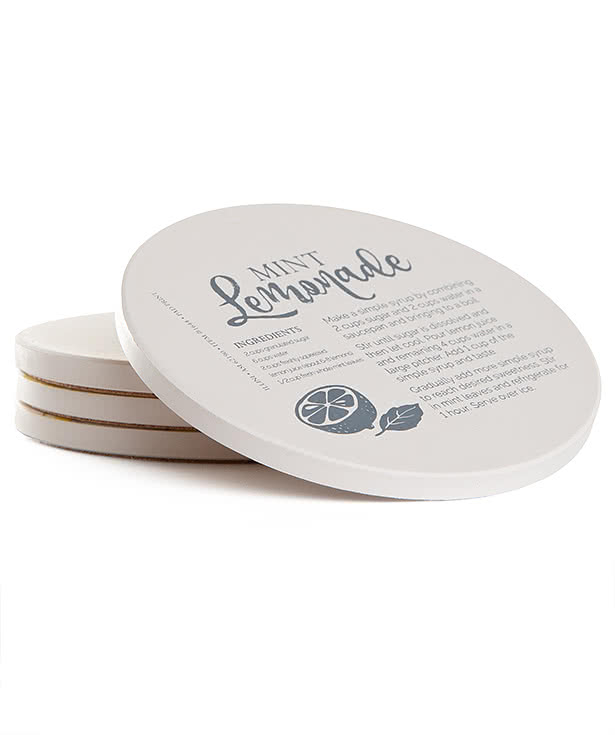 Round Absorbent Stone Coasters (Set of 4)