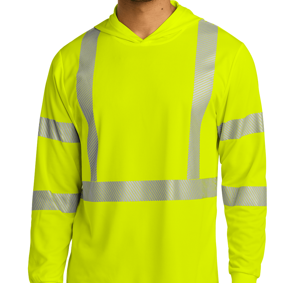 CornerStone Class 3 Segmented Tape Hooded Long Sleeve Safety T-shirt-default
