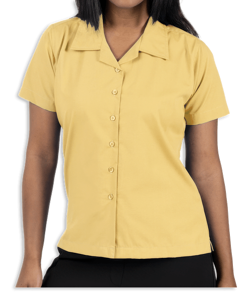 Blue Generation Women's Poplin Short Sleeve Camp Shirt - Printed in Maize