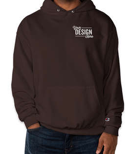 Embroidered Champion Powerblend Pullover Hoodie - Color: Chocolate Brown
