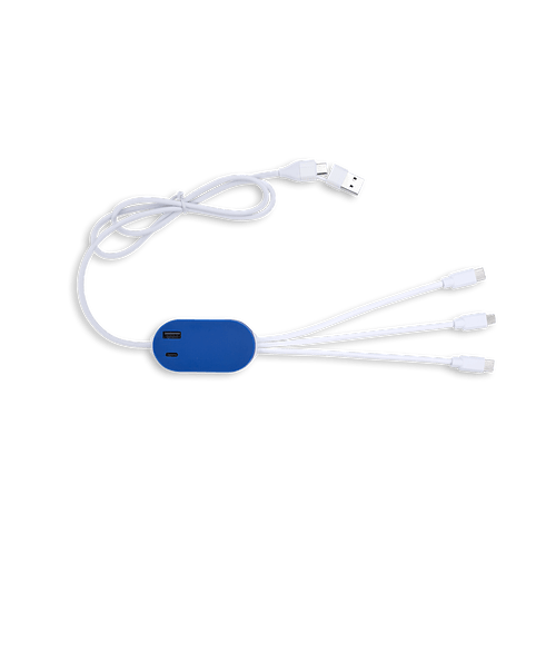 DualLink Charging Cable 2A with USB Hub in Blue