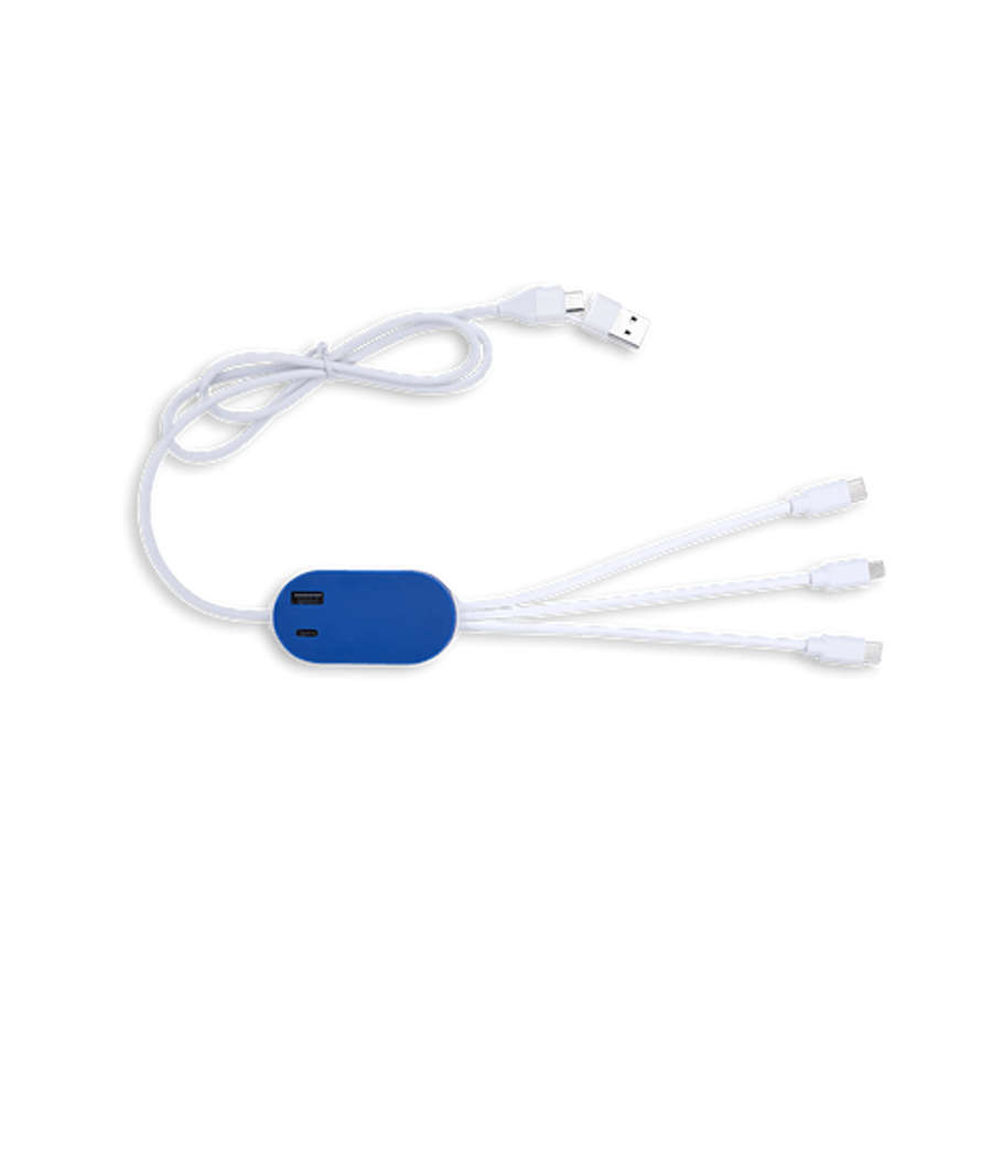 DualLink Charging Cable 2A with USB Hub in Blue