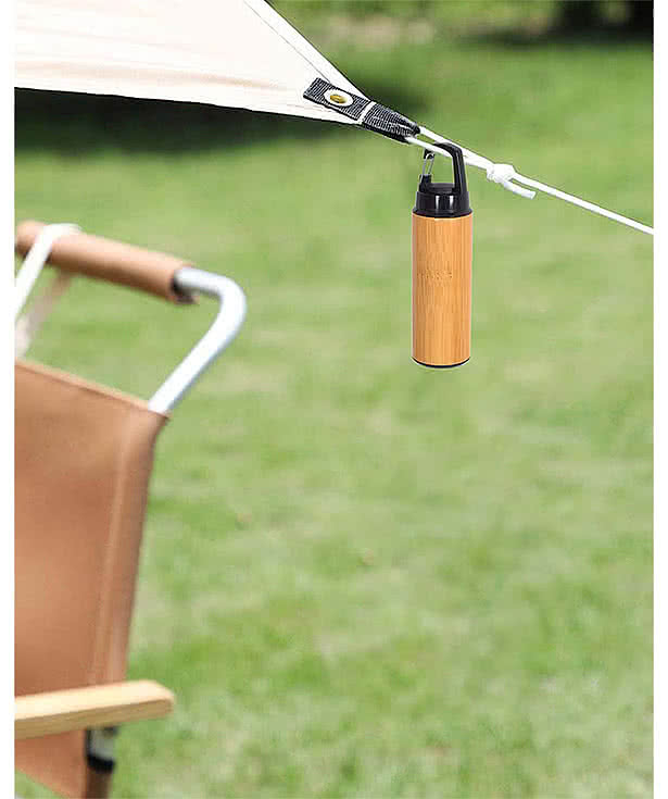 Laser Engraved Bamboo Flashlight with Carabiner
