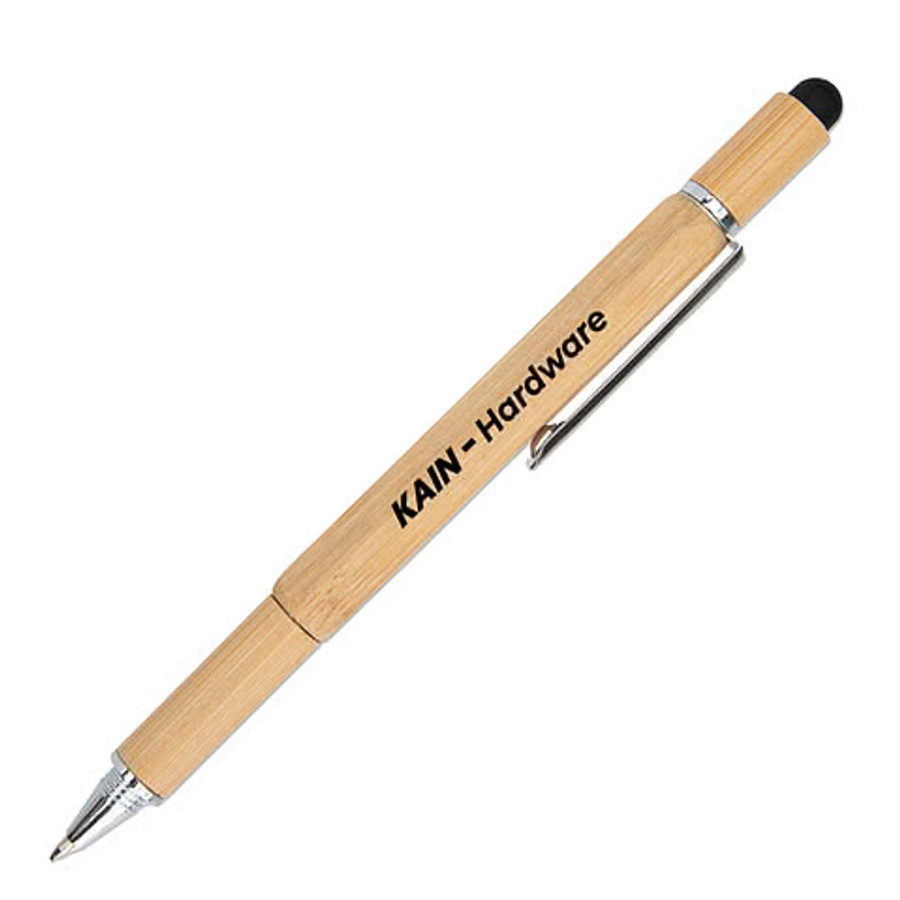 Bamboo Multi-Function Tool Ballpoint Pen (black ink) in Bamboo