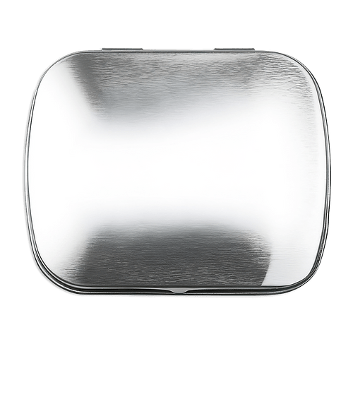 Full Color Domed Tin with Star Shaped Mints in Silver