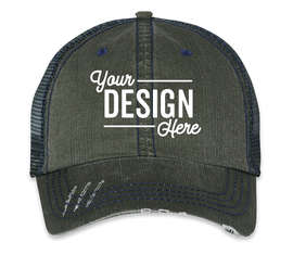 Mega Cap Herringbone Trucker Hat - Color: Dark Green / Navy