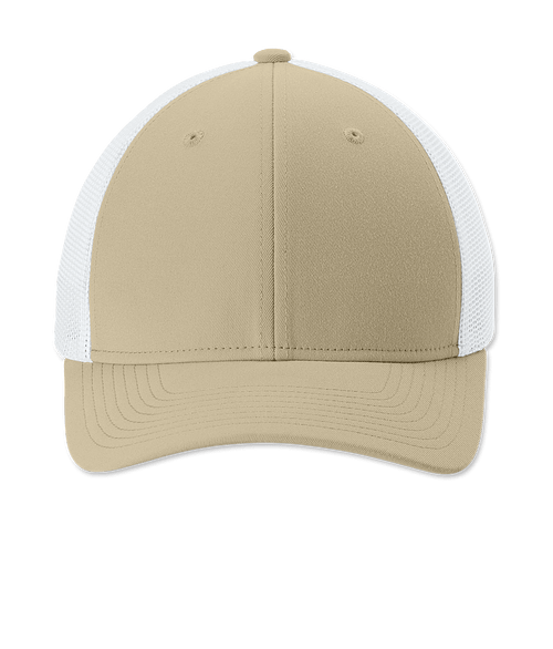 Sport-Tek Stretch-Tek Trucker Hat in Sahara / White