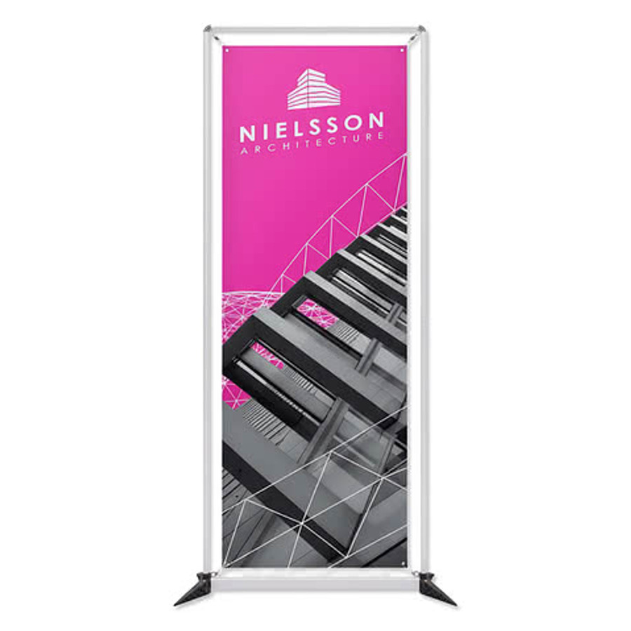 Full Color 41" x 82" FrameWorx Double-Sided Banner Display Kit in White With Black
