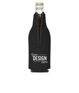 Foldable Foam Zipper Bottle Cooler - Color: Black