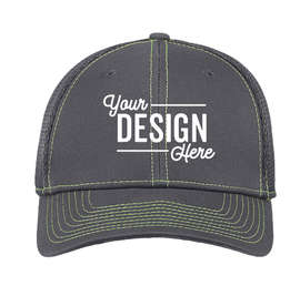 New Era 39THIRTY Contrast Stitch Stretch Fit Mesh Hat - Color: Graphite / Cyber Green