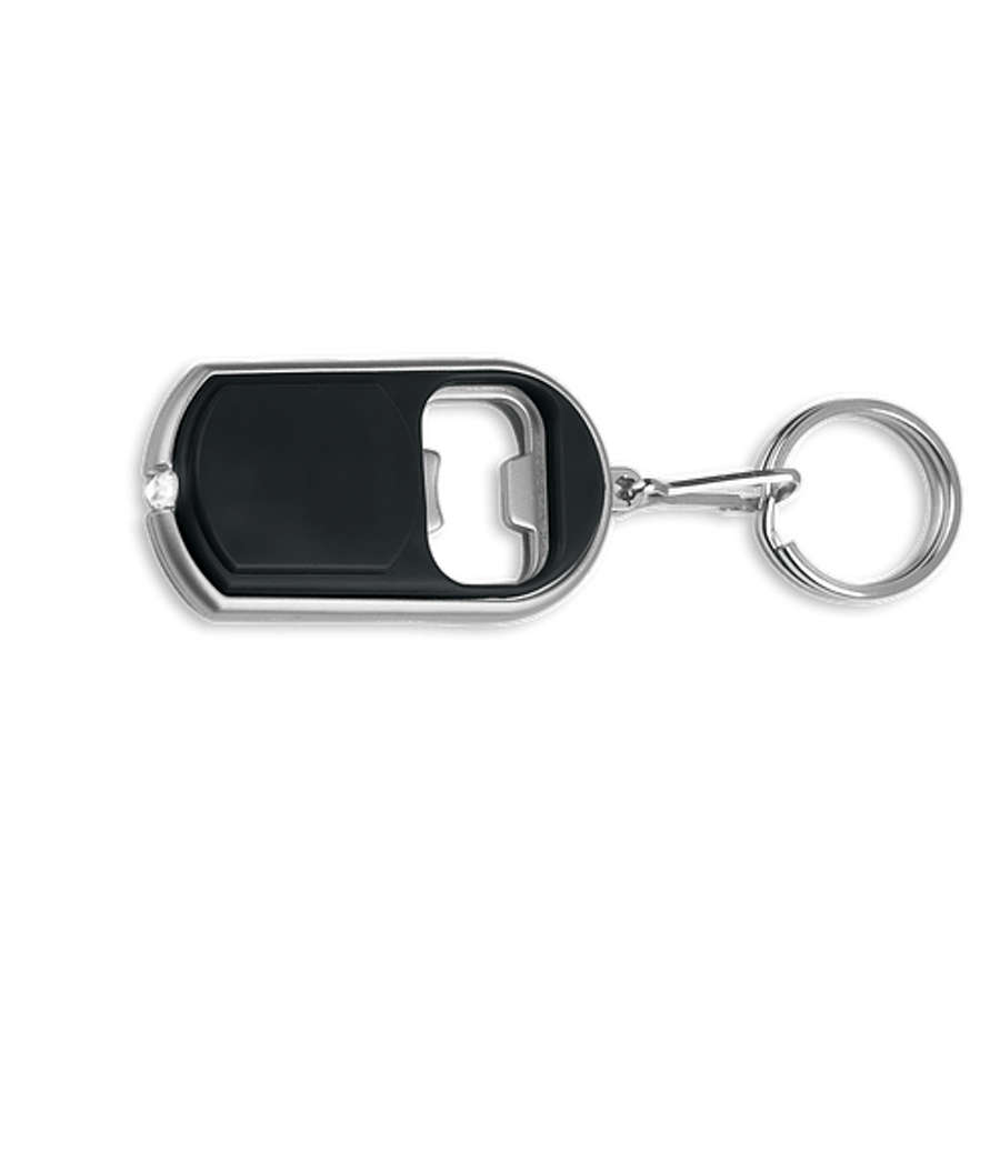 Bottle Opener Keychain with LED Light in Black