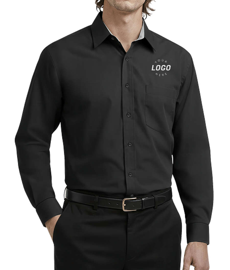 Blue Generation Fine Line Twill Long Sleeve Shirt - Embroidered in Black