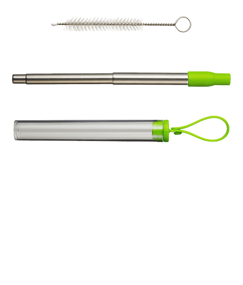 Festival Telescopic Reusable Drinking Straw Kit in GREEN-LIME