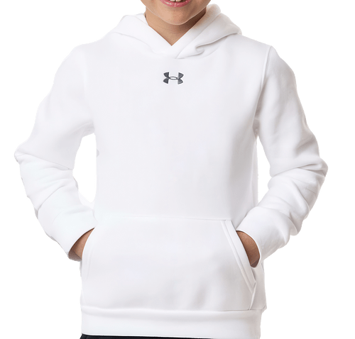 Under Armour Youth Team Icon Fleece Pullover Hoodie in White /  Pitch Grey Medium Heather