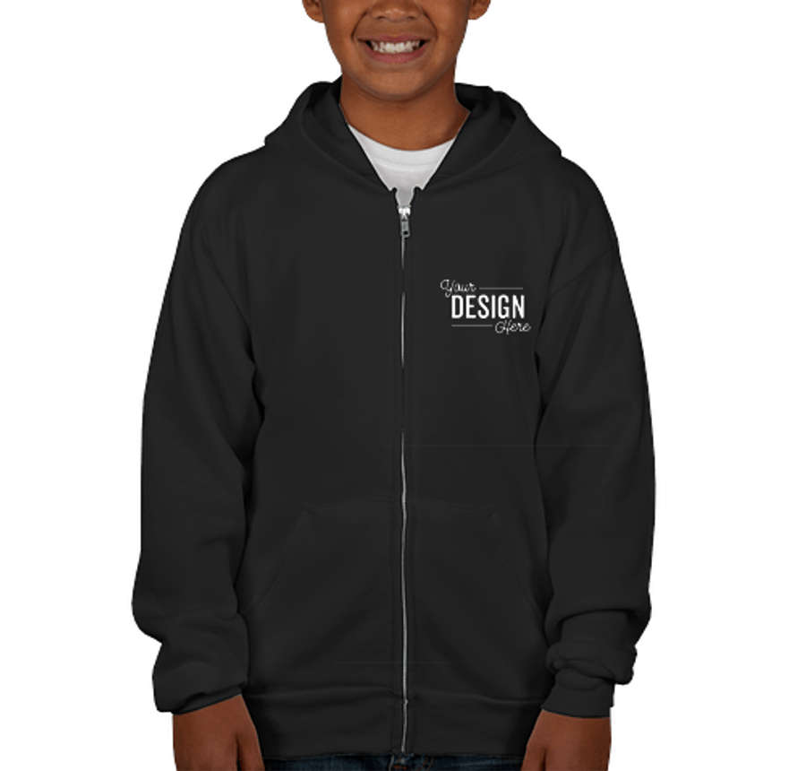 Hanes Youth EcoSmart 50/50 Zip Hoodie in Black