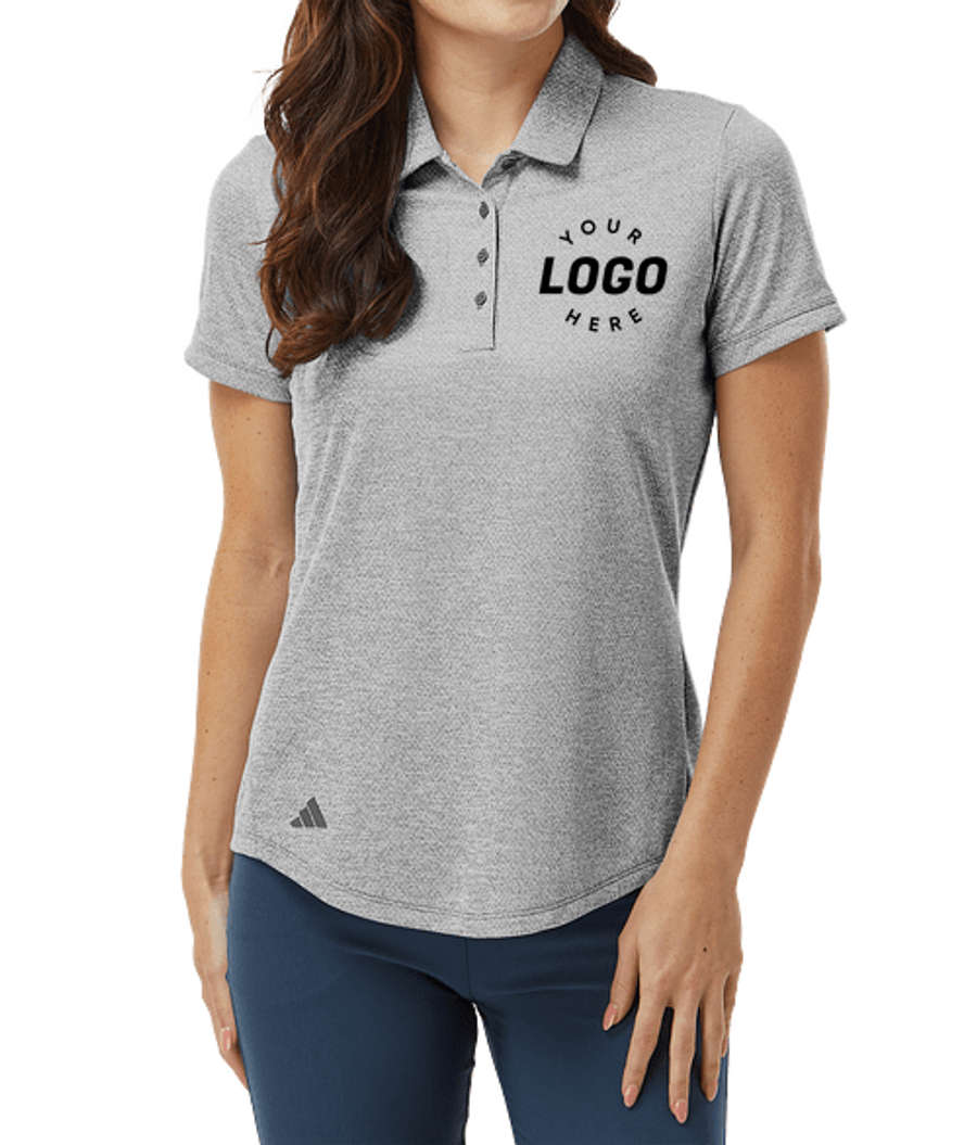 Adidas Women's Space Dyed Recycled Performance Polo - Printed in Grey One Heather