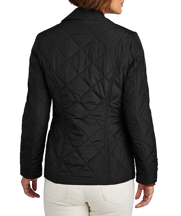 Brooks Brothers Women's Quilted Soft Shell Jacket - Faux Leather Patch