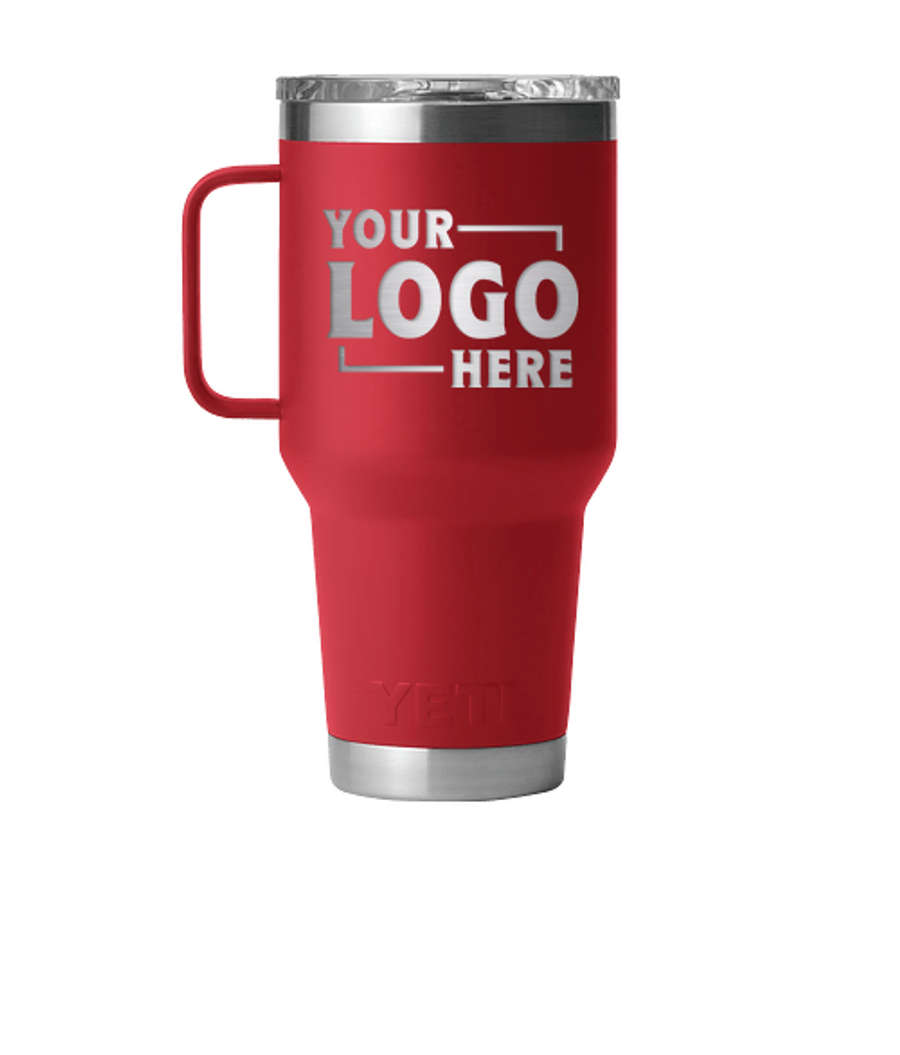 YETI Laser Engraved 30 oz. Rambler Insulated Travel Mug with Stronghold Lid in Red Rescue