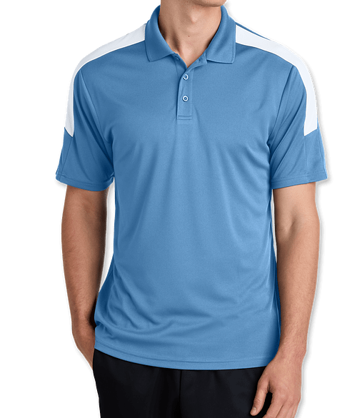 Sport-Tek Competitor United Performance Polo in Carolina Blue / White