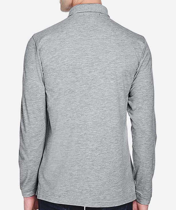 Harriton Easy Blend Long Sleeve Pique Polo - Embroidered