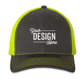 Richardson Snapback Trucker Hat - Color: Charcoal / Neon Yellow