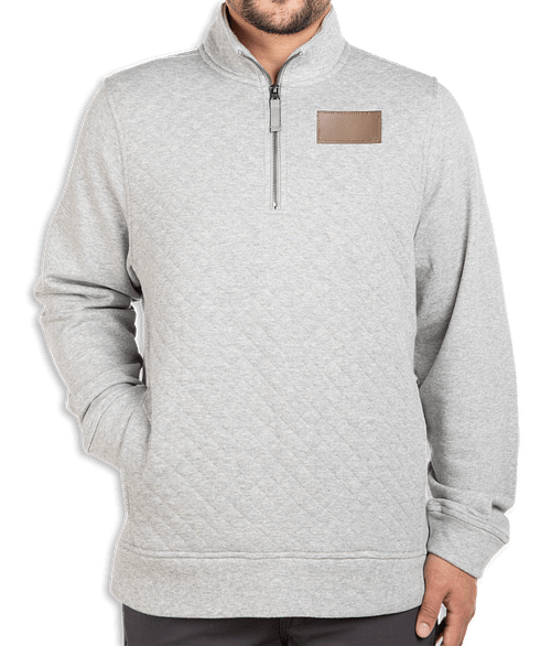 Charles River Franconia Quarter Zip Sweatshirt - Faux Leather Patch in Heather Grey