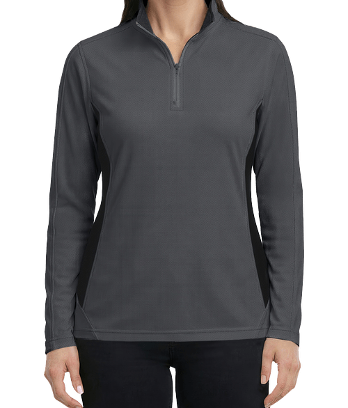 Blue Generation Women’s UPF 30 Colorblock Performance Quarter Zip Pullover in Graphite / Black