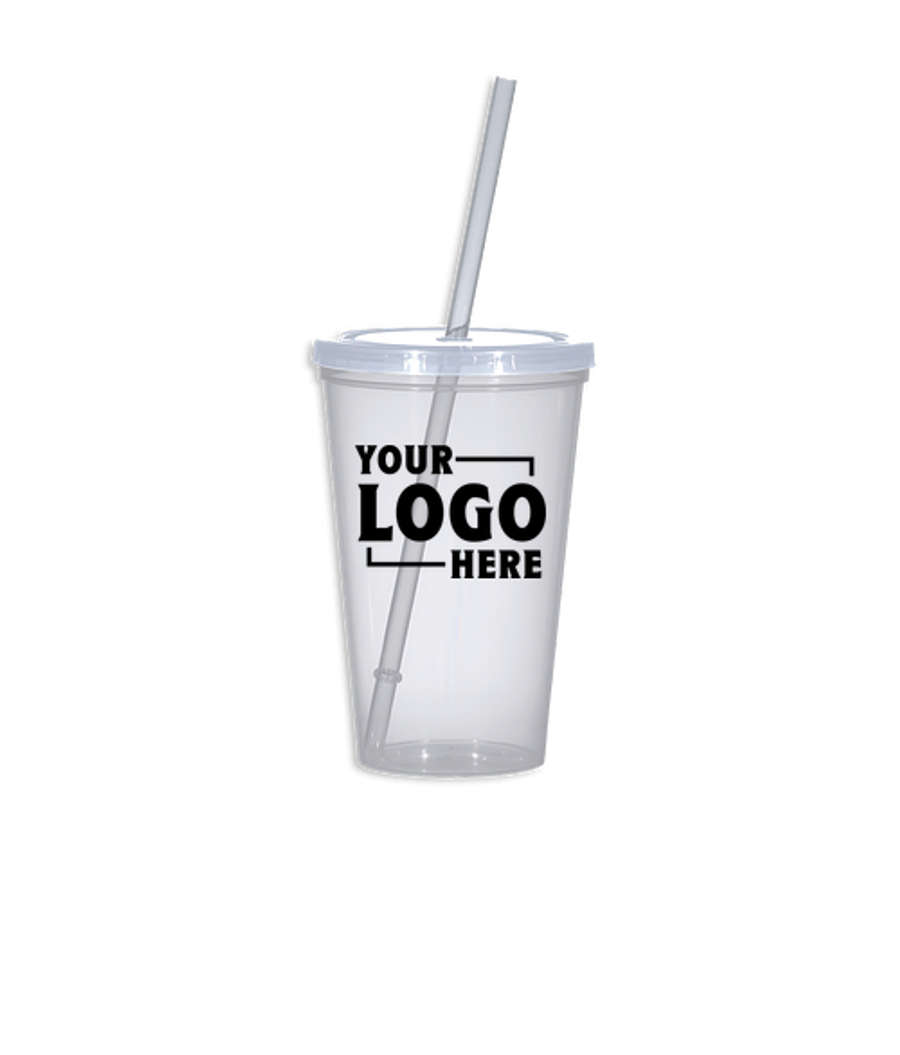Full Color 22 oz. Sunsplash Tumbler with Straw in Translucent Clear