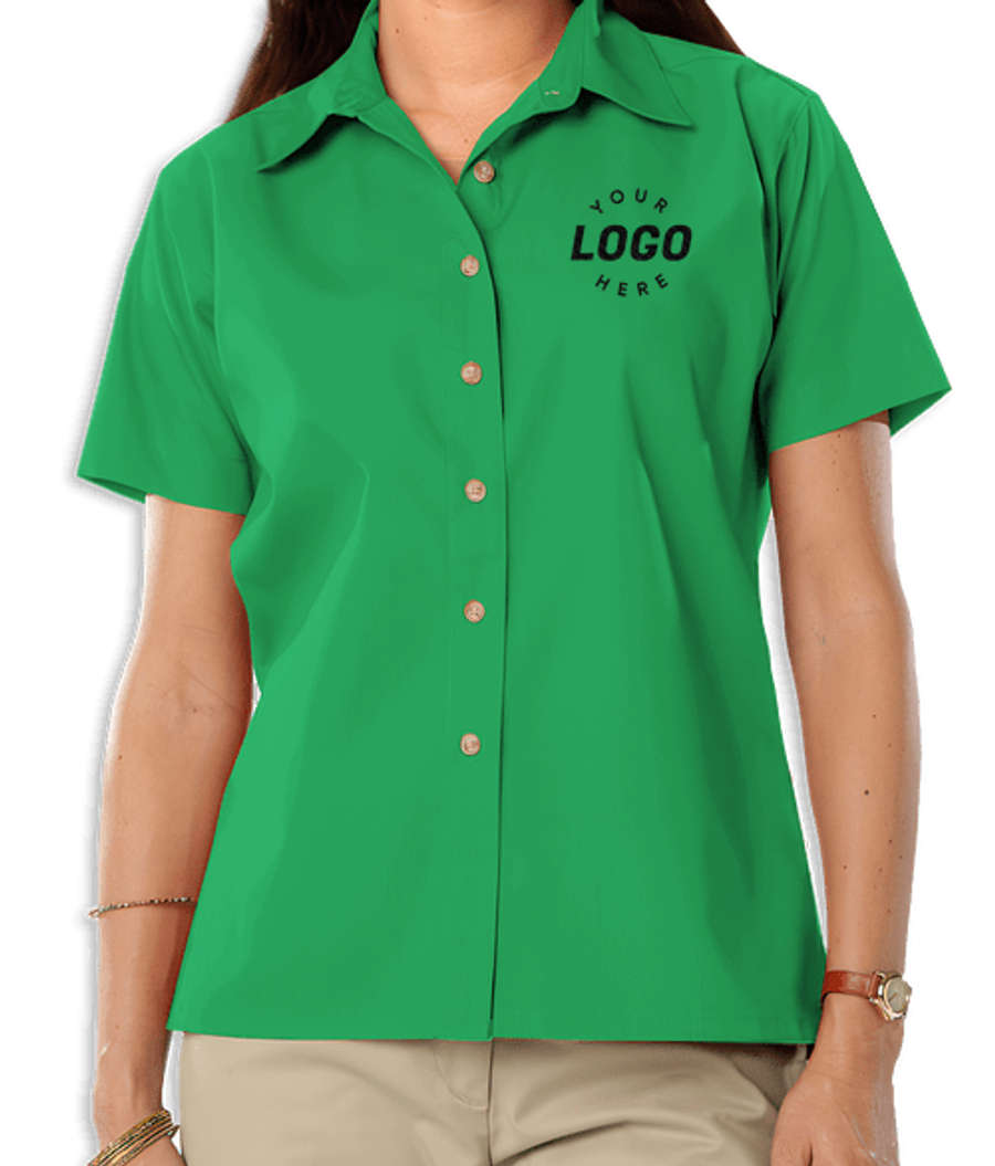 Blue Generation Women's Scotchgard Short Sleeve Dress Shirt - Embroidered in Kelly