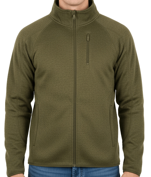 Burnside Sweater Knit Full-Zip Jacket in Military Green