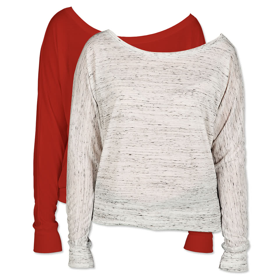 Bella + Canvas Women's Flowy Long Sleeve Off Shoulder T-shirt