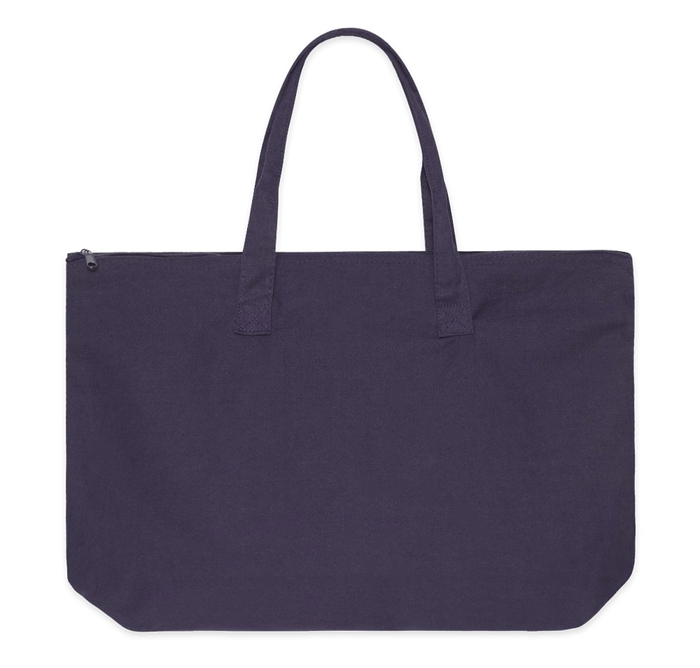 Large Wide 100% Cotton Canvas Zippered Tote Bag-default