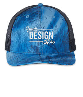 Richardson Patterned Snapback Trucker Hat - Color: Realtree Fishing Light Blue / Navy