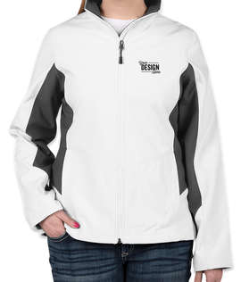 Port Authority Women's Colorblock Soft Shell Jacket - Color: Marshmallow / Battleship Grey