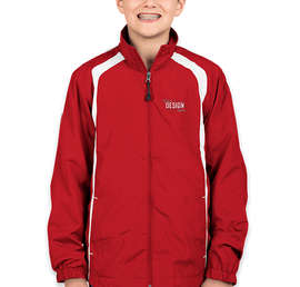 Sport-Tek Youth Full Zip Colorblock Warm-Up Jacket - Color: True Red / White