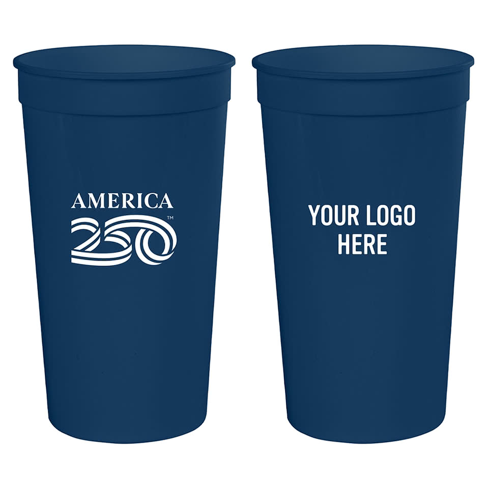 America250™ 32 oz. Big Game Plastic Stadium Cup (Case of 500)